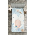 thumbnail image 3 of Ambesonne Cartoon Quilted Bedspread Set 2 Pcs, Hearts Pattern and Flowers, Twin Size, Sand Brown and Pale Blue, 3 of 3