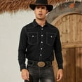thumbnail image 3 of SUOSDEY Men's Westert Shirt Cowboy Long Sleeve Cotton Shirt Slim Fit Casual Button Down Shirts with Pockets, 3 of 6