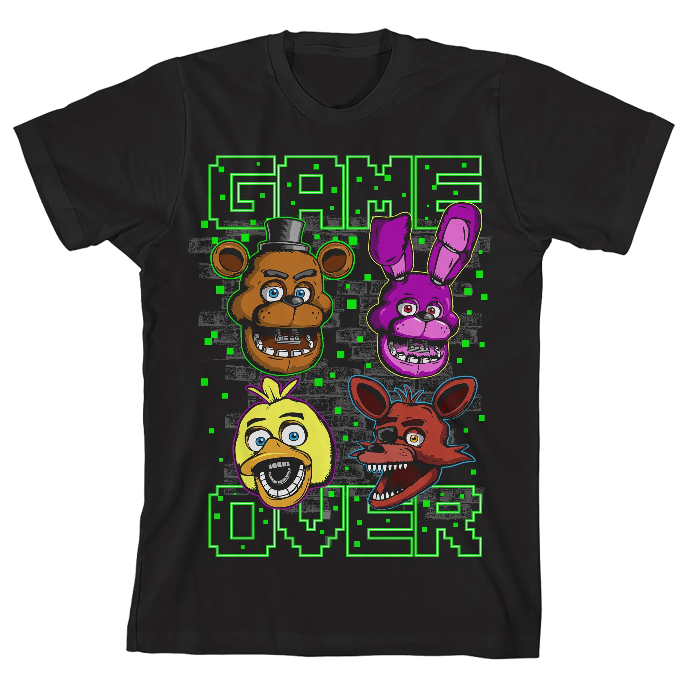 Five Nights at Freddy's Game Over Boy's Black Short Sleeve Tee-Small