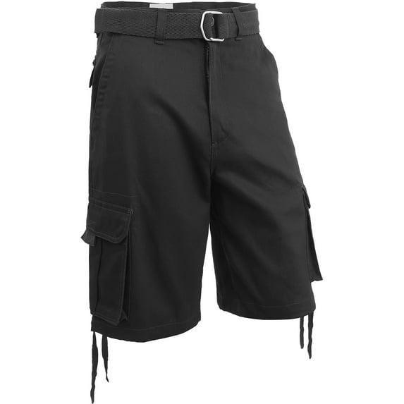 Hat and Beyond Men's Loose Fit Twill Multi Pocket Cargo Shorts with Belt