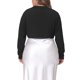 thumbnail image 3 of Cárdigan Plus Size Agnes Orinda para Mujeres, Chaquetas de Manga Larga, Abierto Frontal, Cárdigans Cortos 3X Negro, 3 of 6