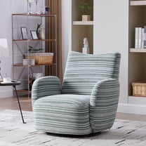 Villeston 360° Fabric Striped Swivel Accent Chair with Sand-Rimmed Fabric and Metal Bracket, Suitable for Living Room, Balcony and Bedroom，Mint Green