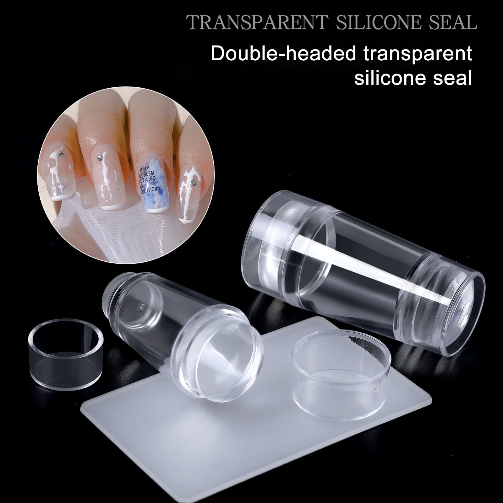 Visland Nail Art Stamper, Transparent ABS Silicone Jelly Double Head ...