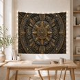 thumbnail image 5 of Intricate Circular Medallion on Dark Charcoal Background, Mystical Vintage for History Lovers, Decorative Ethnic Wall Art, Housewarming Gift, Tapestry Wall Hanging for Bedroom and Living Room, 5 of 7