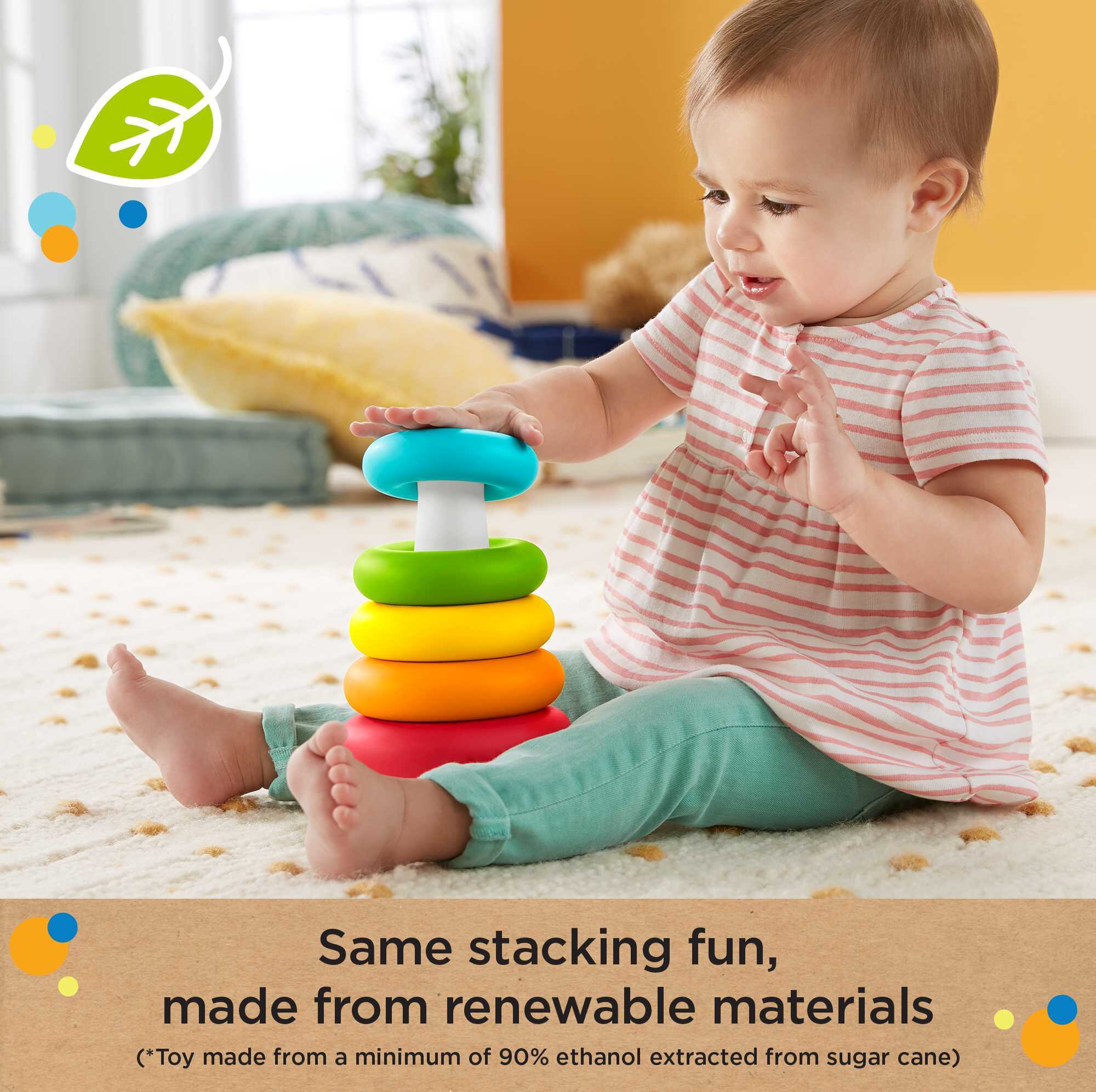 Fisher-Price Baby’s First Blocks & Rock-a-Stack Infant Toy Gift Set Made From Plant-Based Materials - image 4 of 6