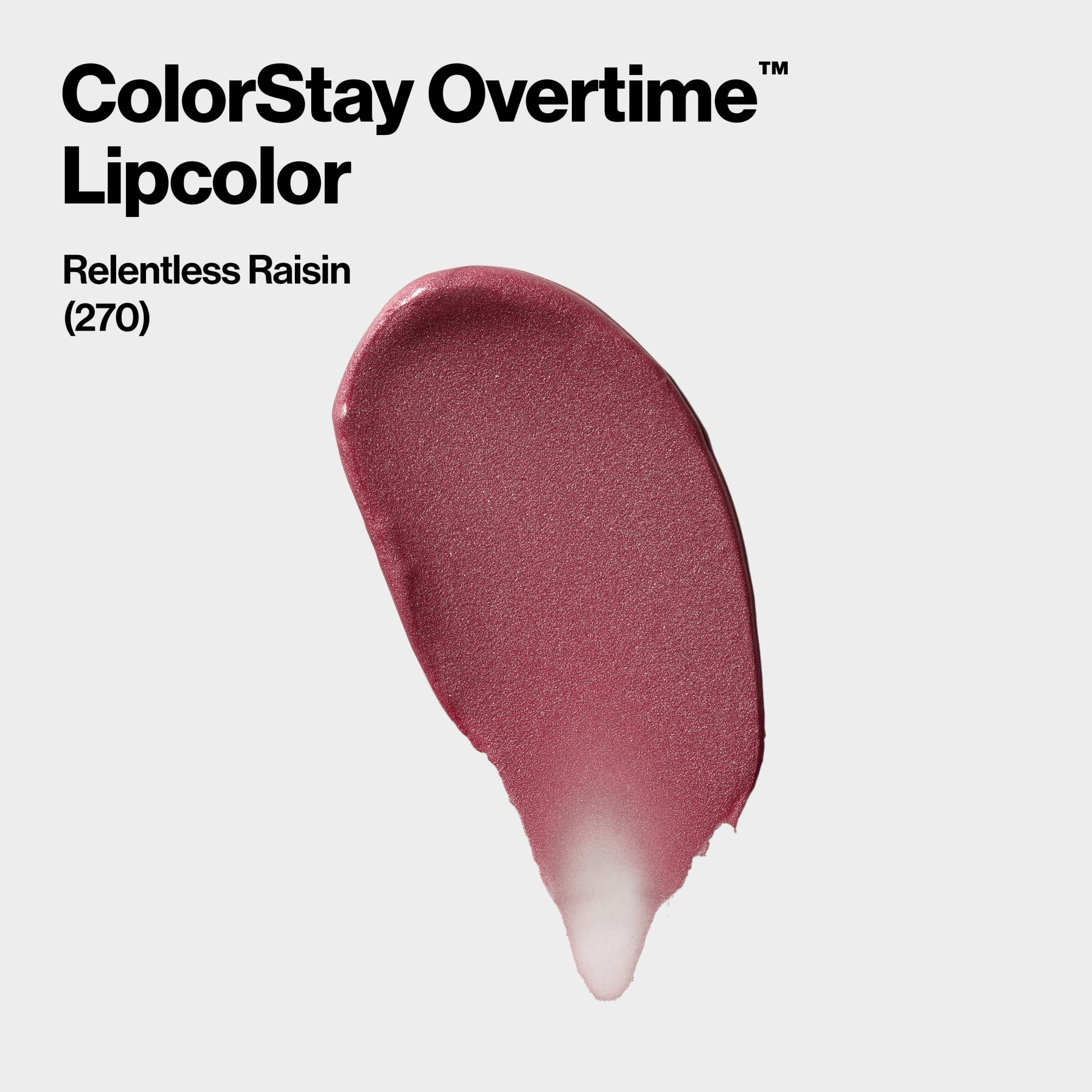 (3 pack) Revlon ColorStay Overtime Longwearing Gloss Lipstick with Vitamin E, 270 Relentless Raisin, 0.07 fl oz