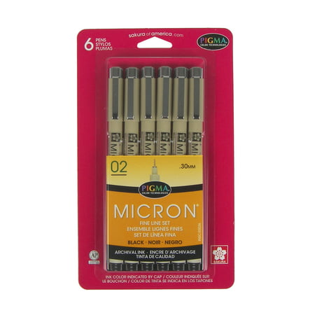 Sakura Pigma Micron Pen, 05 Point Size, Black, 6 (Best Black Drawing Pens)
