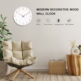thumbnail image 2 of JoFomp 12 inch Modern Style Wood Silent Non-Ticking Battery Operated Wall Clock, Quartz Clock Decorative for Living Room, Kitchen, Home, Office (White), 2 of 7