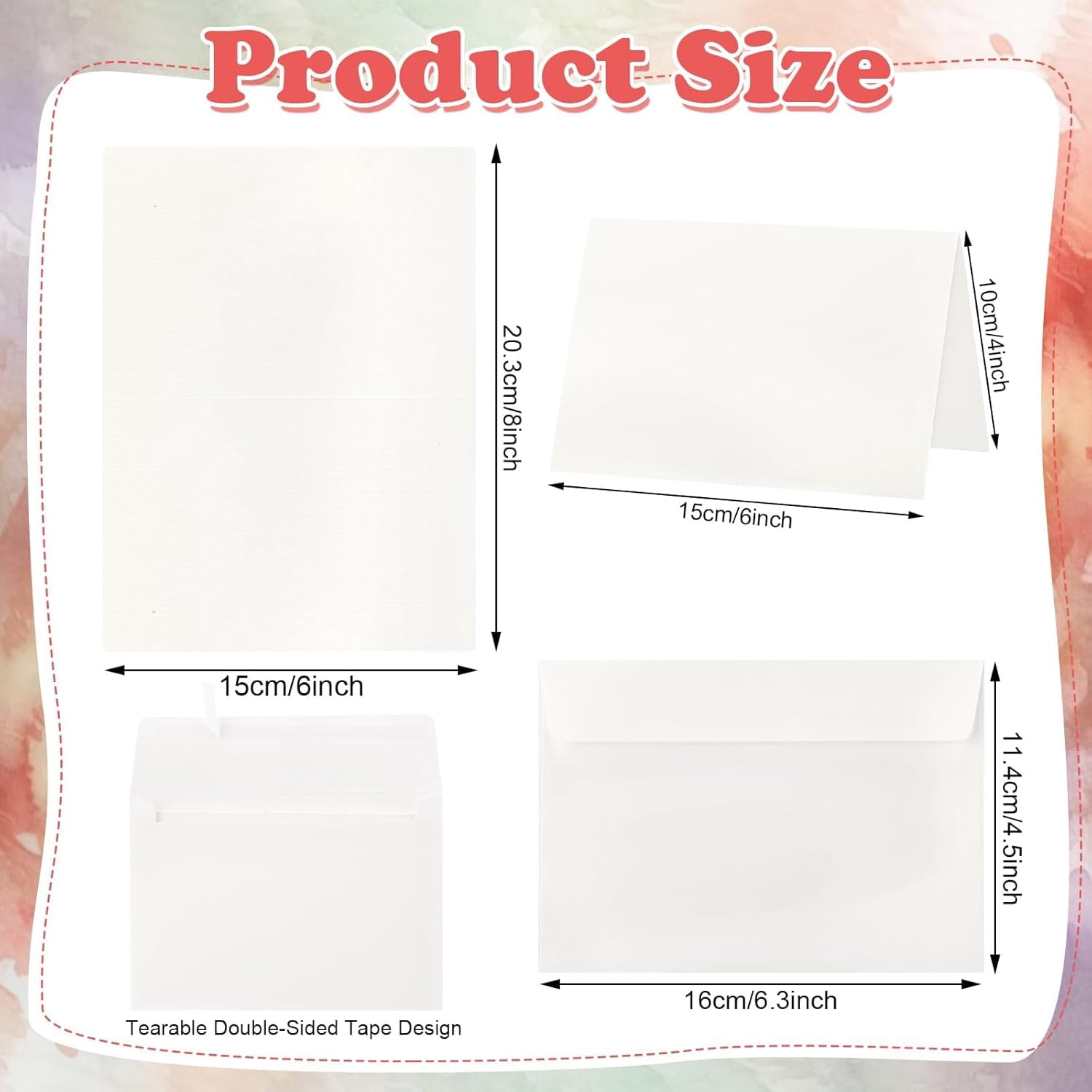 EP 70 Sets Blank Watercolor Cards with Envelopes, 140lb/300GSM Cotton Watercolor Paper Cards, 4 x 6 in Foldable Watercolor Postcards with Envelopes for Greeting Cards Birthday Wedding Invitations
