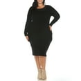 thumbnail image 2 of White Mark Women's Plus Size Long Sleeve Rib Midi Sweater Dress, 2 of 6