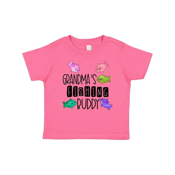 Inktastic Grandma's Fishing Buddy with Colorful Fish Boys or Girls Baby T-Shirt