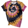 thumbnail image 2 of SELONE Ladies Tops and Blouses Short Sleeve Tops Blouses Regular Fit T Shirts Pullover Tees Tops Tie Dye Abstract Print T-Shirts Crew Neck Tops Blouses Easy Care Soft Breathable Pullover Tops Black S, 2 of 3