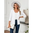 thumbnail image 4 of HOWCOME Women's 3/4 Sleeve Cardigan Sweater Lightweight Button-Down Knitted Layers, White 2XL, 4 of 7