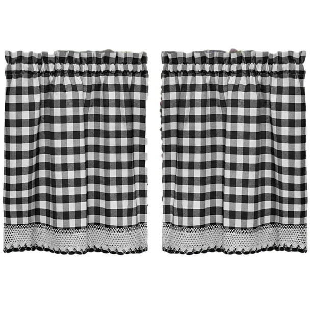 Woven Trends Farmhouse Curtains Kitchen Décor, Buffalo Plaid Curtains, Classic Country Plaid Gingham Checkered Design, Farmhouse Décor, Window Curtain ...
