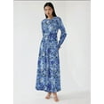 thumbnail image 2 of Floral Print Long Sleeve Maxi Dress with Belt, 2 of 7