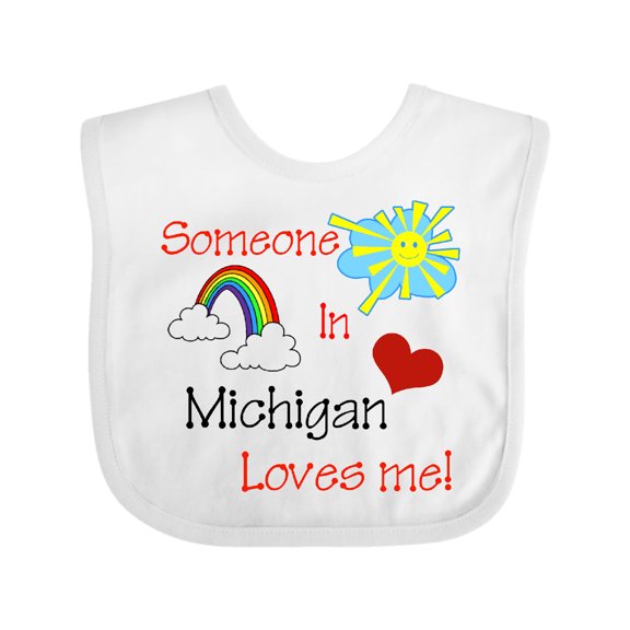 Inktastic Someone in Michigan Loves Me Boys or Girls Baby Bib