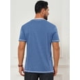 thumbnail image 3 of DARING DIVA Men's Henley V-Neck Colorblock Button Down Short Sleeve T-Shirt S Blue, 3 of 7