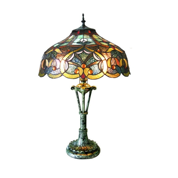 Chloe Lighting Alessandra Tiffany-Style 2-Light Victorian Table Lamp with 17" Shade