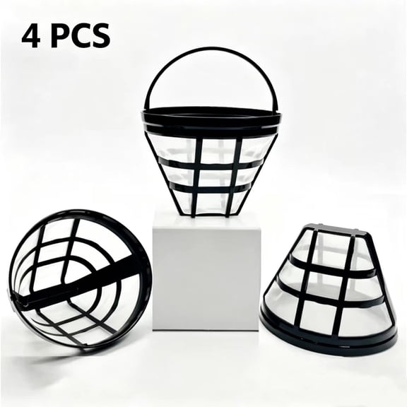 Vruelia 4Pack No.4 Reusable Coffee Maker Basket Filter for Cuisinart Ninja Filters, Fit Most 8-12 Cup Basket Drip Coffee Machine