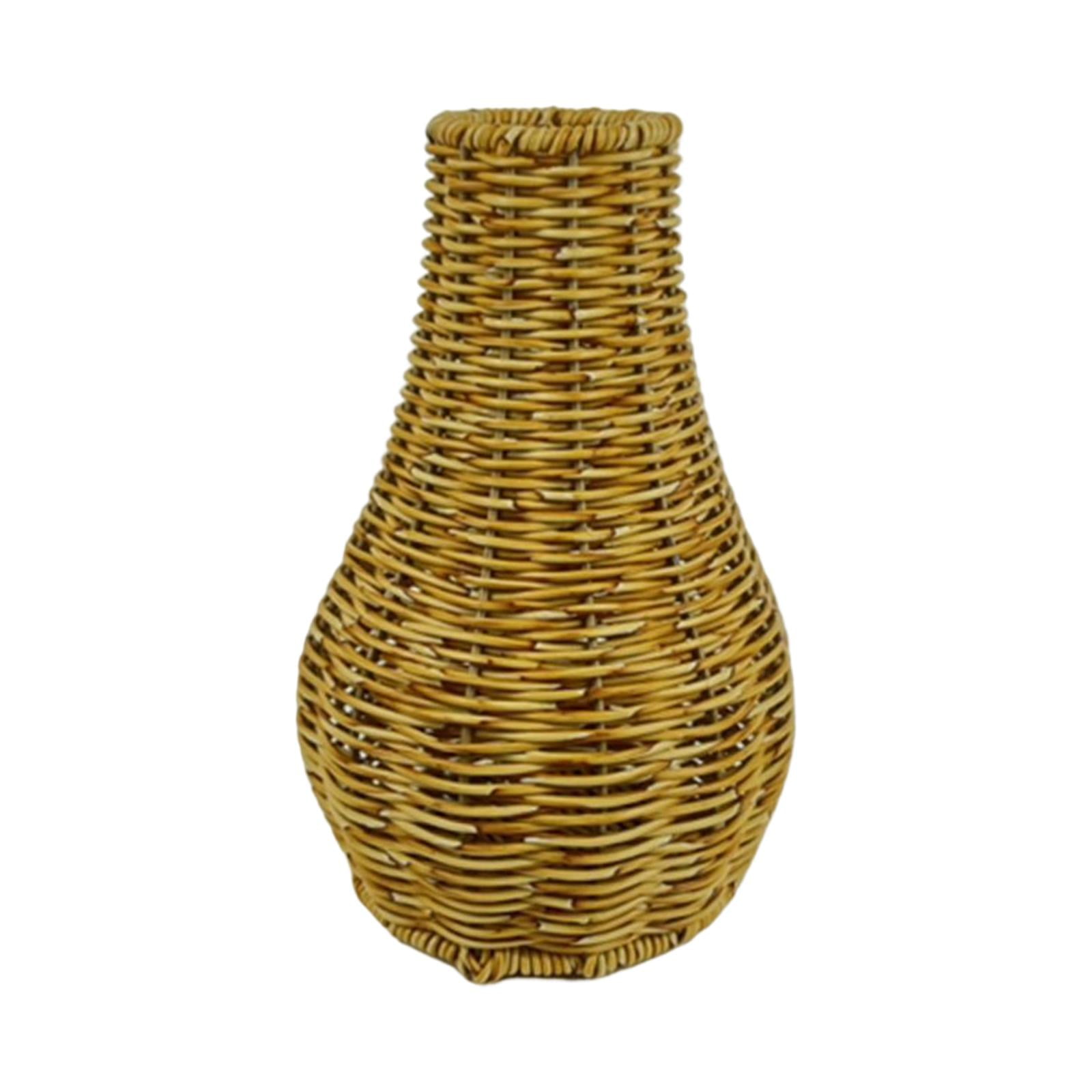 Retro Style Rattan Flower Vase, Wicker Vases Decorative Tablet