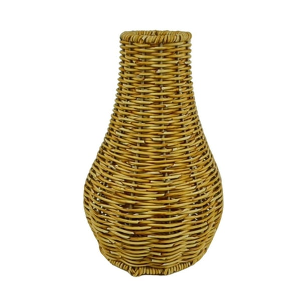 Retro Style Rattan Flower Vase, Wicker Vases Decorative Tablet