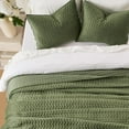 thumbnail image 2 of EVERGRACE Luxury Velvet Quilt Set King Size 3 Piece, Soft Cross-Stitch Velvet Comforter Set with Pillow Shams, Lightweight Coverlet Bedspread Bedding Set for All Seasons, Loden Green, 2 of 8