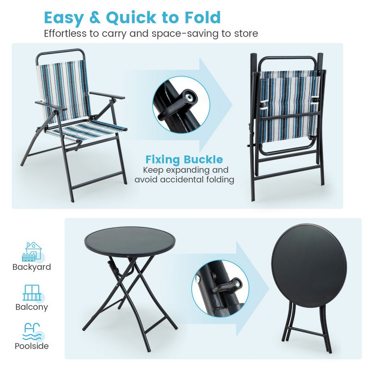 Aimee Lii 3 Pieces Outdoor Folding Chair Set Portable Folding Chair Set, Outdoor Patio Furniture Aimee Lii 3 Pieces Outdoor Folding Chair Set Portable Folding Chair Set, Outdoor Patio Furniture