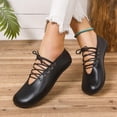 thumbnail image 5 of SuTry Women's Round Toe Flat Shoes Lace Up PU Leather Lightweight Comfortable Casual Walking Office Low Cut Versatile Daily Wear(36), 5 of 9