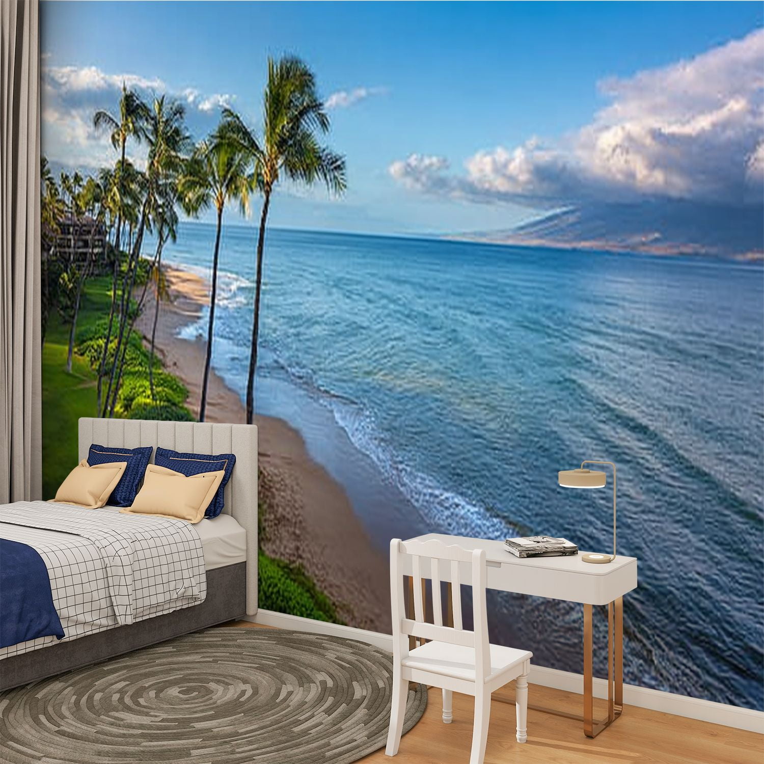 Peel and Stick Wallpaper Sugar Beach Kihei Maui Hawaii Modern Art Wall Mural Decor Self Adhesive and Removable 100in x 144in