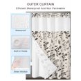 thumbnail image 4 of No Hook Shower Curtain with Snap-in Liner, Black Grey Botanical Waterproof Fabric Bathroom Curtains, Rustic Country Spring Floral Summer Leaf Bath Curtains & Mesh Top Window Stall 48"x72", 4 of 9