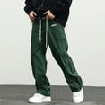 thumbnail image 2 of Men's Baggy Track Pants Y2K Streetwear Pants Drawstring Letter Pockets Casual Lounge Trousers, 2 of 6