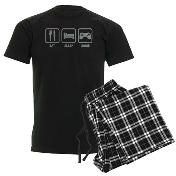CafePress - Eat Sleep Game Men's Dark Pajamas - Men's Dark Loose Fit Cotton Pajama Set