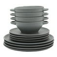 thumbnail image 5 of Gibson Elite Clover Hill 12-Piece Stoneware Dinnerware Set - Embossed Reactive Glaze - Service for 4 - Dark Blue, 5 of 15