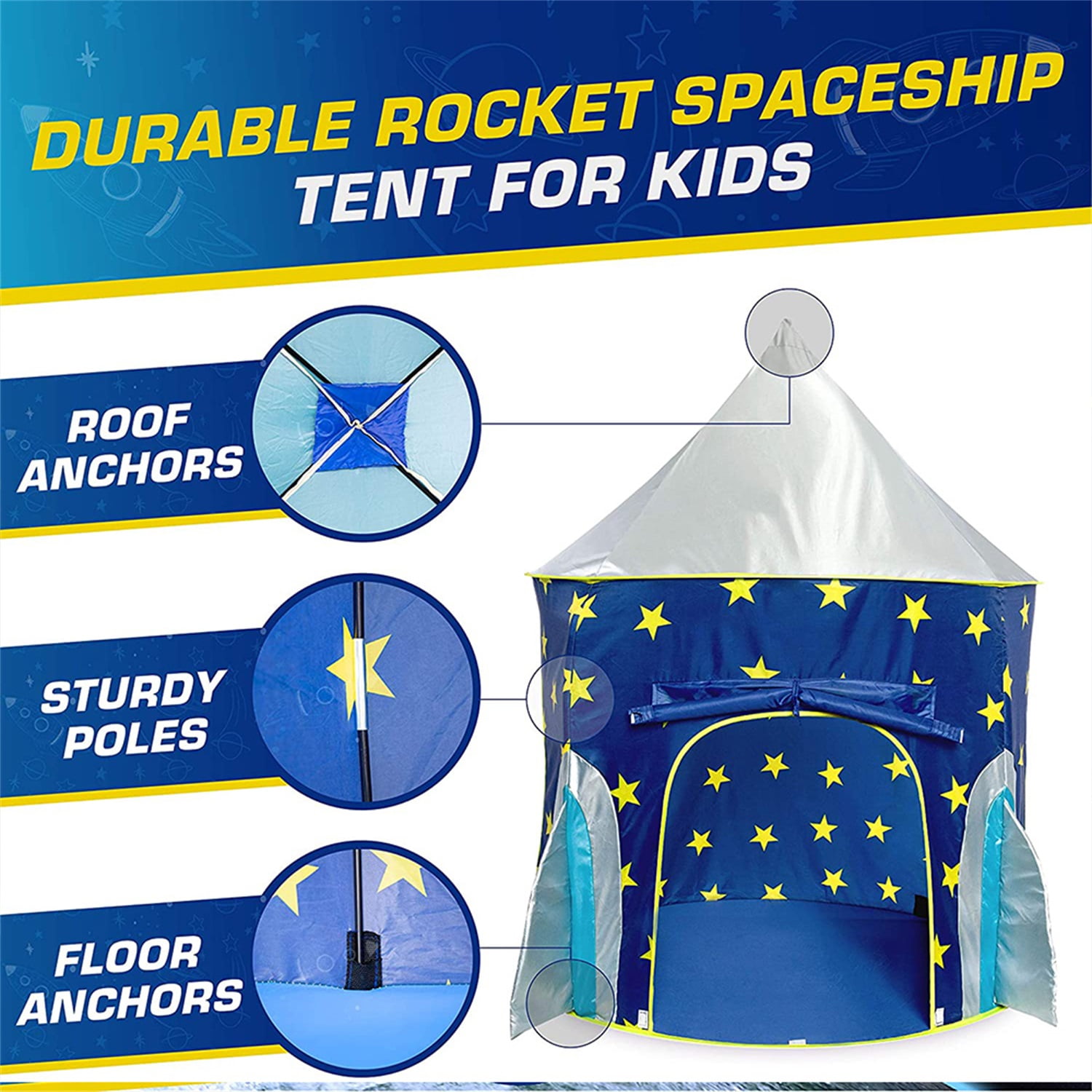 CIPACHO Folding Play Tent, Kids Portable Blue Tent, Girl Princess Castle Fairy Cubby House, Children's Play Tents, Blue