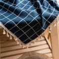thumbnail image 5 of SIELUNO Rectangle Tablecloths with Tassel,Navy Blue Checkered Embroidery Resistant Washable Tablecloth Table Covers, 5 of 5