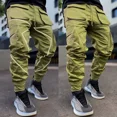 thumbnail image 3 of Pantalones cargo negros multibolsillos para hombre, estilo hip hop, para senderismo al aire libre, color blanco, talla grande, estilo Y2k, estilo emo oversize, 3 of 5