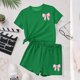 thumbnail image 5 of Conjuntos de blusas y camisas de cuello redondo y manga corta para niños, conjunto de dos piezas de top y pantalones cortos de manga corta con cuello redondo y manga corta para niños, top de poliéster, 5 of 6