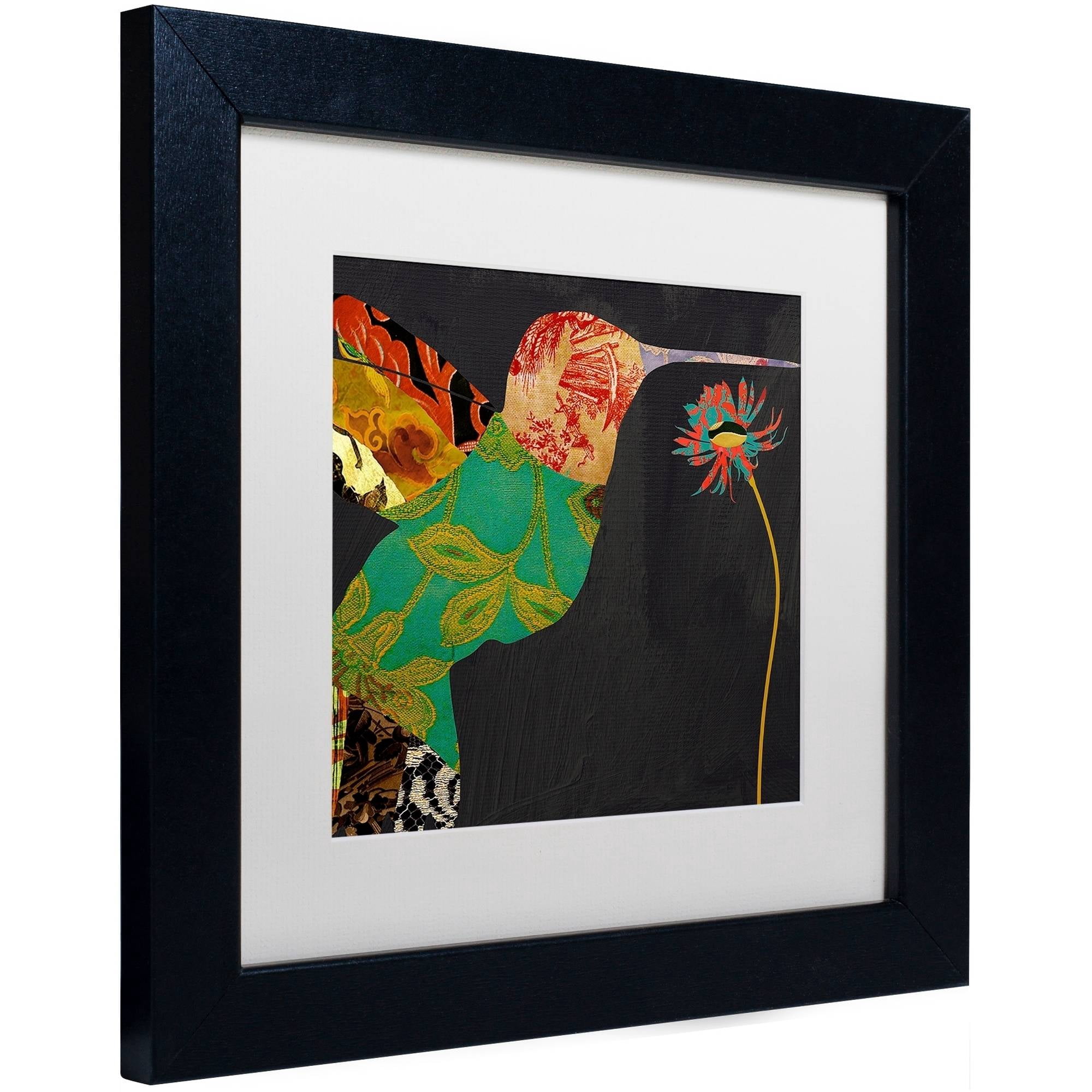 Trademark Fine Art "Hummingbird Brocade IV" Canvas Art by Color Bakery White Matte, Black Frame