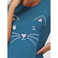 thumbnail image 5 of INSPIRE CHIC Women's Mother's Day Pajamas Night Shirts Cats Printed Sleep Dress Short Sleeve Nightgowns L Peacoke Blue, 5 of 6