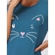 thumbnail image 5 of Pijamas de mujer INSPIRE CHIC, camisones de noche impresos con gatos, vestido de dormir de manga corta, camisones talla L, azul pavo real, 5 of 6