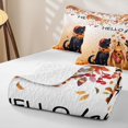 thumbnail image 4 of Homewish Labrador Pumpkins Bed Spread Queen,Hello Fall Print Queen Coverlet Set,Orange,Autumn Leaf Decor,3-Piece, 4 of 7