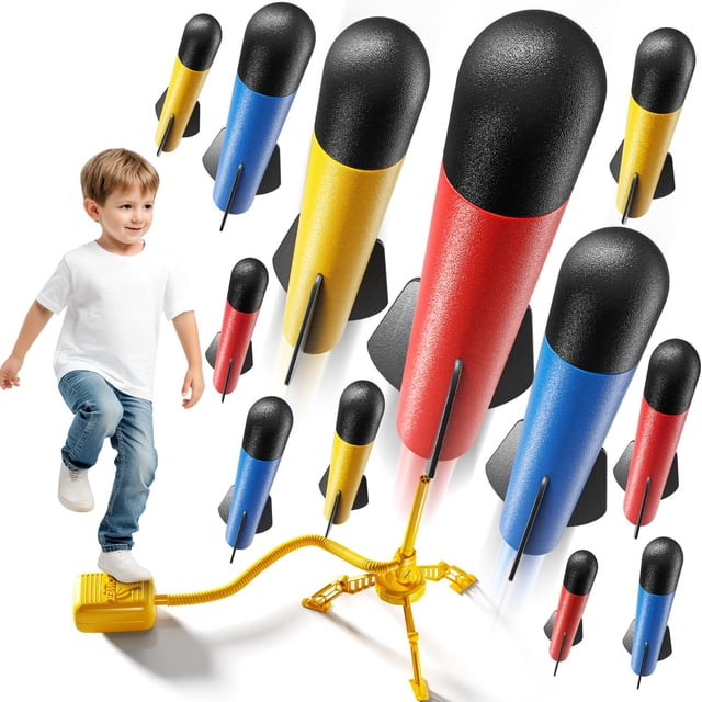 Lanzacohetes NIPLOOW para niños con 12 cohetes de espuma
