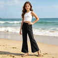 thumbnail image 6 of Cethrio Girls Cotton Linen Outfit Sets, Casual 2 Piece Sleeveless Kids' Summer Clothing Sets Black Size 5-6 T, 6 of 7