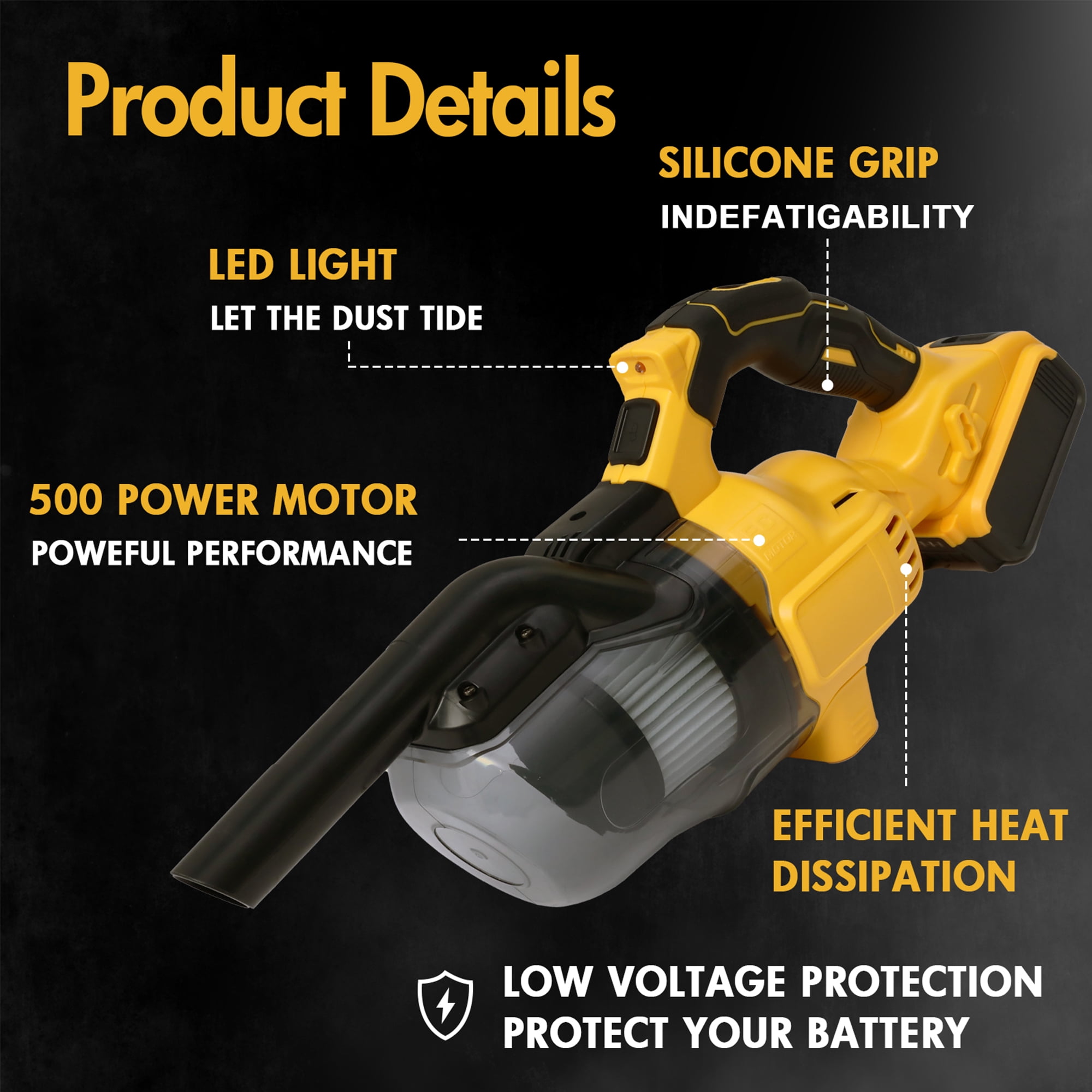 Cordless Vacuum Cleaner for Dewalt 20V MAX Battery, Handheld Vacuum Cleaner for Home Car Hardwood Floor Carpet, Portable Shop Vacuum with Washable HEPA Filter & Charging & Battery