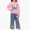 Pink, variant on DJDLJWCJ 2 Piece Girls Casual Outfit Sets Bow Print Long Sleeve Crewneck Sweatshirt with Elastic Waist Wide Leg Pants Set Pink Size 12M
