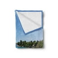 thumbnail image 2 of Sicily Soft Flannel Fleece Throw Blanket, Panoramic Coastline Photo Sandy Beach Scenery with Herbs and Trees, Cozy Plush for Indoor and Outdoor Use, 70" x 90", Multicolor, by Ambesonne, 2 of 5