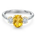 thumbnail image 3 of Gem Stone King 10K Two Tone Gold Yellow Citrine and White Moissanite Engagement Ring for Women | 1.76 Cttw | Oval 8X6MM | Gemstone November Birthstone | Size 7, 3 of 7