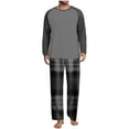 thumbnail image 2 of purcolt Men's Pajama Set Comfy Long Sleeve Top & Pajama Pants Color Block Plaid Pjs Sleepwear 2 Piece Lounge Sets, 2 of 7