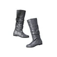 thumbnail image 3 of Woobling Ladies Casual Flat Boot Walking Stretchy Non Slip Slouchy Mid Calf Boots Gray 7, 3 of 5