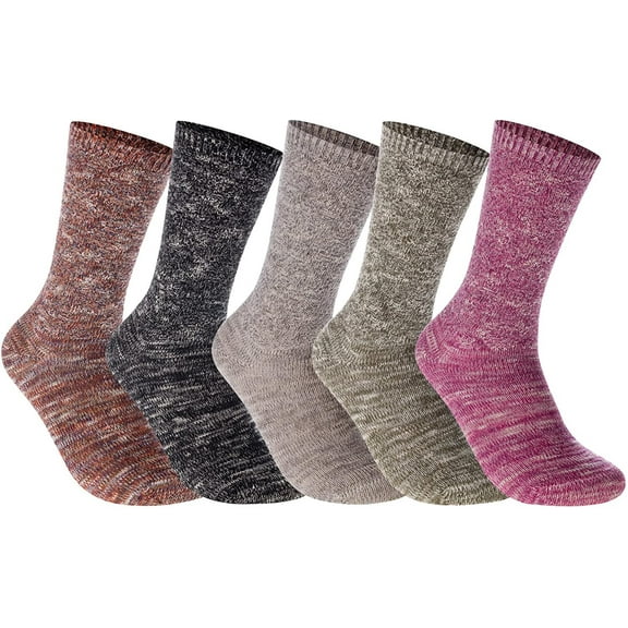 Lian LifeStyle Women's 5 Pairs Pack Combed Cotton Color High Crew Socks Size 4.5-8.5